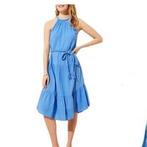 Loft Beach NWT Light Blue Braided NecklineHalter Bohemian Summer Dress 3199